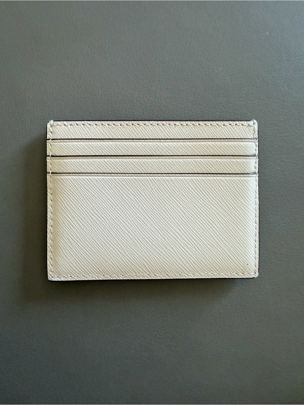 kate spade Cream Saffiano Slim Card Case with Gold Logo - Picture 2 of 2